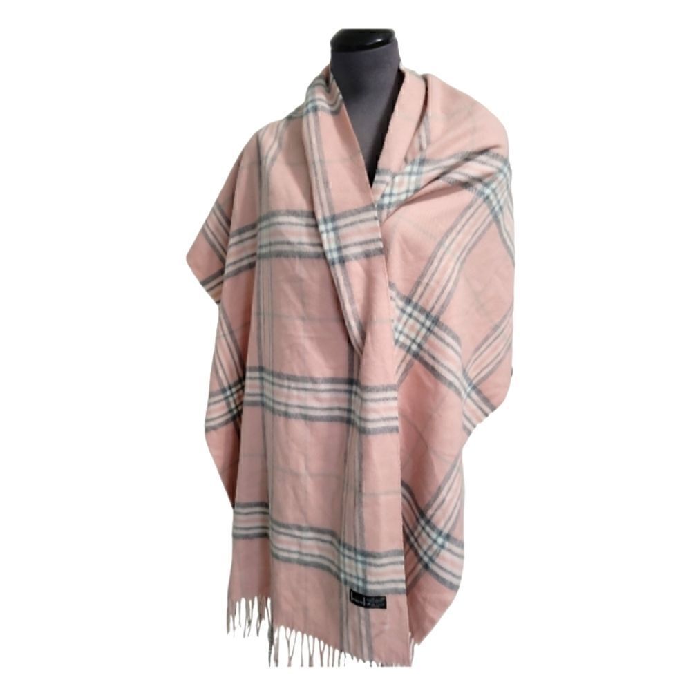 NWOT V FRAAS CASHMINK SCARF PINK, GRAY, AND WHITE 74"×20"